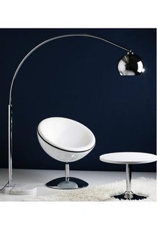 Design vloerlamp halve bol, Chroom