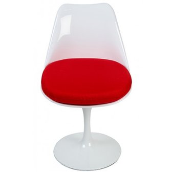 Tulip chair, volledig draaibaar met rood kussen