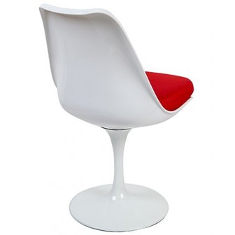 Tulip chair, volledig draaibaar met rood kussen