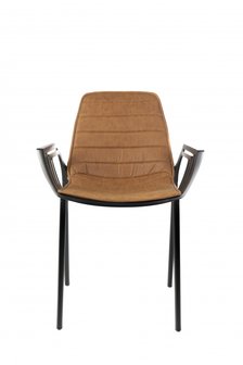 Designstoel met luxe Cognac (afneembaar) PU kussen 