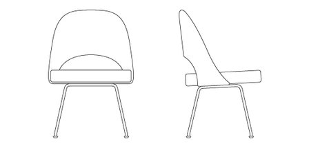 Saarinen Executive Armless Chair Tubular Legs Black