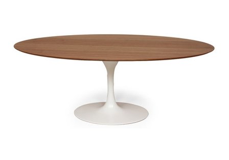 Ovale Tulip Saarinen tafel noten fineer blad 199x121 zwarte voet