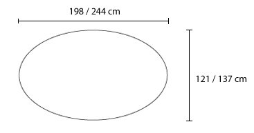Ovale Saarinen Tulip tafel, 219x121 cm.