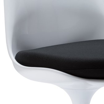 Tulip chair, volledig draaibaar met zwart kussen