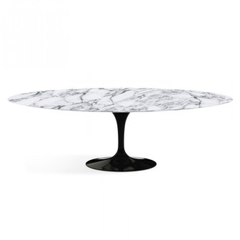 Ovale Saarinen Tulip tafel,  Arabescato marmeren blad