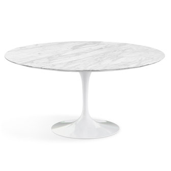 Ronde Saarinen Tulip tafel 127cm Carrara marmeren blad