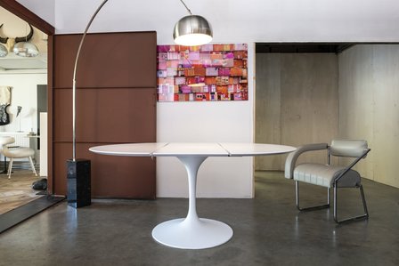 Uitschuifbare Tulip tafel, rond-ovaal van Saarinen