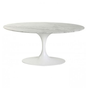Ovale Tulip salon tafel met Carrara marmeren blad