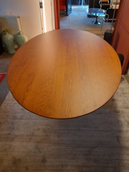 Ovale Tulip tafel met massief houten blad - Cognac