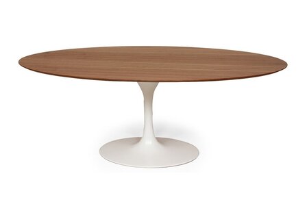 Ovale Tulip tafel met noten houten fineer blad