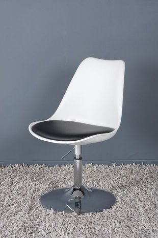 Retro design stoel draaibaar, Wit/Zwart