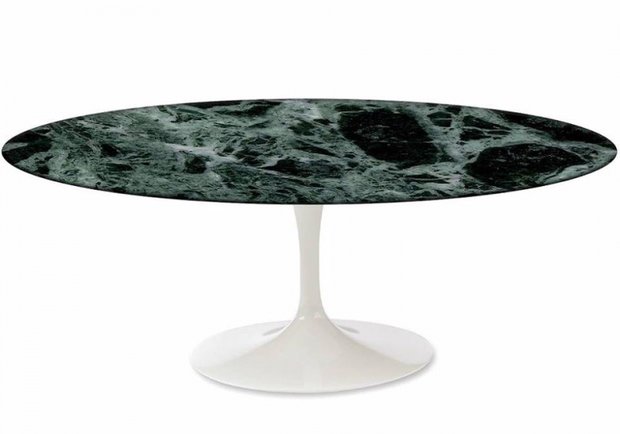 Ovale Saarinen Tulip tafel groen marmer Guatemala Verde