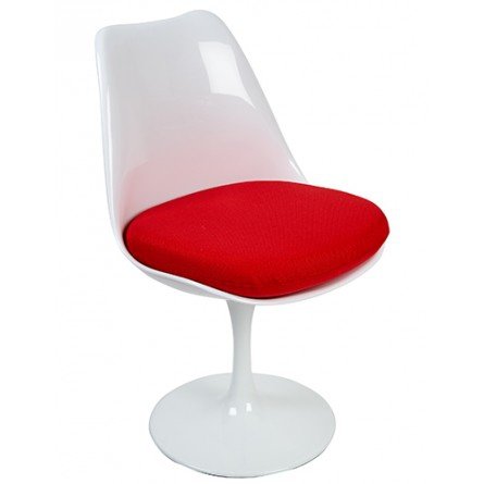 Tulip chair, volledig draaibaar met rood kussen