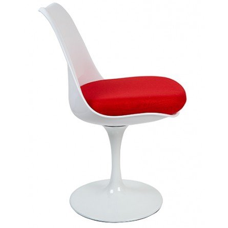 Tulip chair, volledig draaibaar met rood kussen