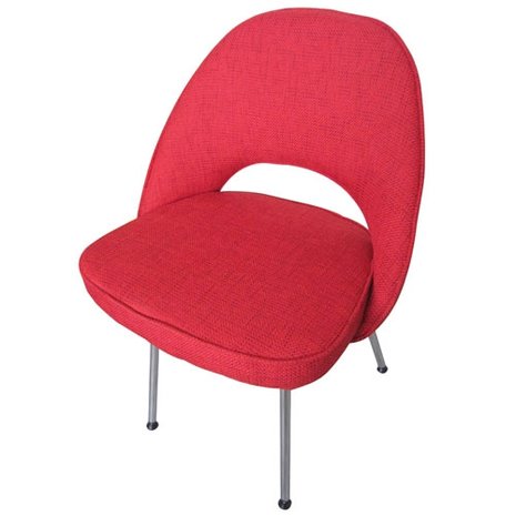  Saarinen Executive Armless Chair Tubular Legs Red