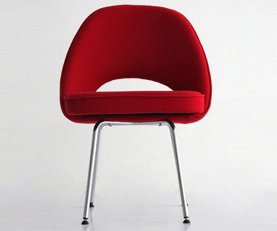  Saarinen Executive Armless Chair Tubular Legs Red