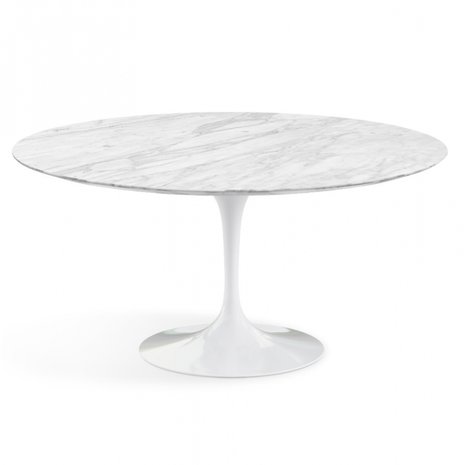 Tulip tafel 137cm Carrara marmeren blad