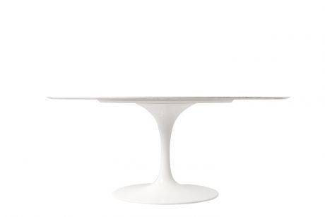 Nationale volkstelling Transparant Afm Ronde Saarinen Tulip tafel 160 cm met mat wit blad - Eigenwijs Design -  Saarinen Tulip specialist in ovale- en ronde eettafels