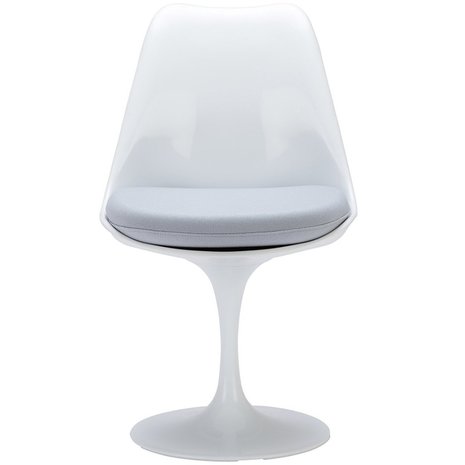 Tulip chair, volledig draaibaar met licht grijs kussen