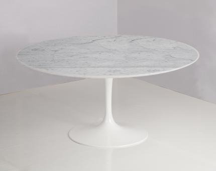 Kleine tafel: ronde Tulip tafel met carrara marmeren blad 100cm - Design - Saarinen Tulip specialist in ovale- en eettafels