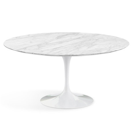 Ronde Saarinen Tulip tafel 127cm Carrara marmeren blad