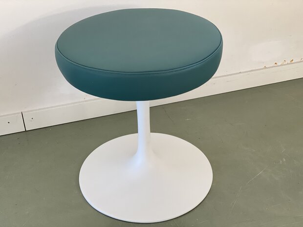 Saarinen Tulip Kruk Italiaans leer (Turquoise)