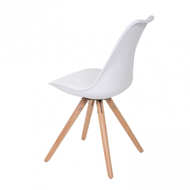 Trendy eetkamer stoel met zitkussen en houten poten - Eigenwijs Design - Saarinen Tulip in ovale- en eettafels