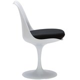 Tulip chair, volledig draaibaar met zwart kussen_