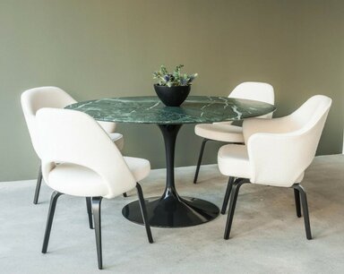 Tulip tafel 127 cm  groen (Verde Guatemala) marmeren blad