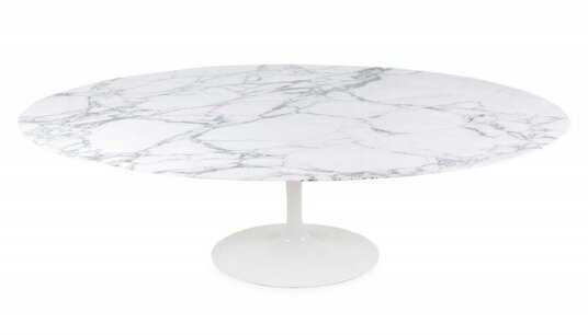 Ovale Saarinen Tulip tafel,  Arabescato marmeren blad