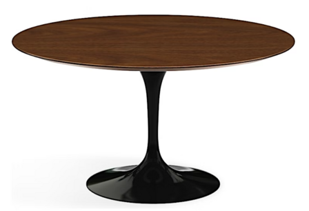 Ronde Tulip tafel met massief houten blad 120cm - noten