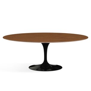 Ovale Saarinen Tulip tafel massief noten houten blad 219x121cm