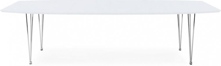 Retro eetkamer-vergader tafel Hoogglans Wit uitschuifbaar