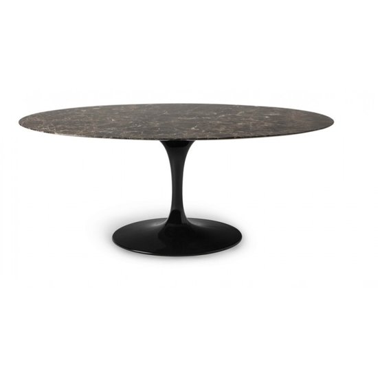 Ovale Saarinen Tulip tafel 199x121cm. Bruin Marrone marmer
