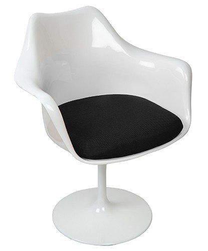 Tulip armchair wit met zwart kussen