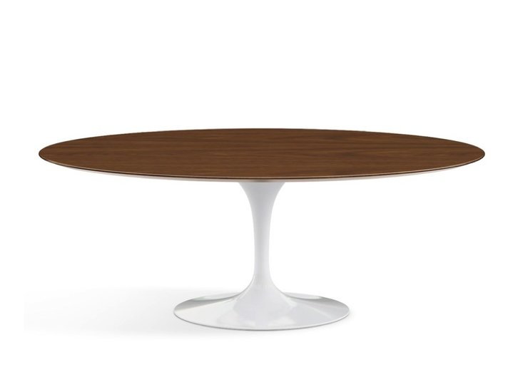 Ovale Tulip tafel met Massief houten blad 244x137cm