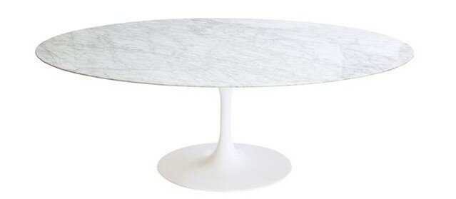 Ovale Tulip tafel met Italiaans Carrara marmeren blad 244x137cm