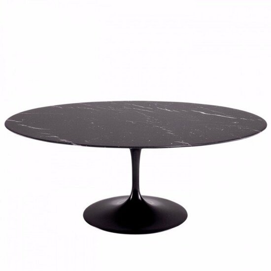 Saarinen Tulip tafel 127cm Zwart Marquinia marmer