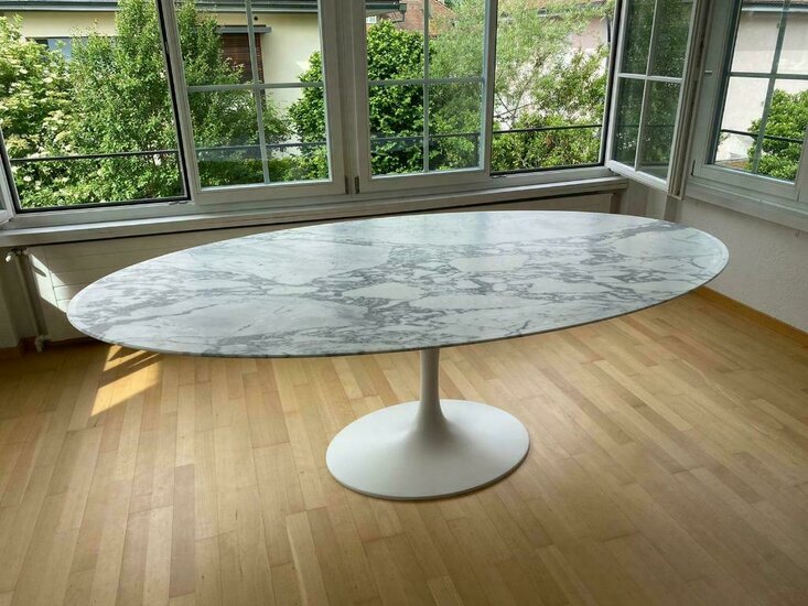 Tulip tafel 180x90cm Statuario marmer